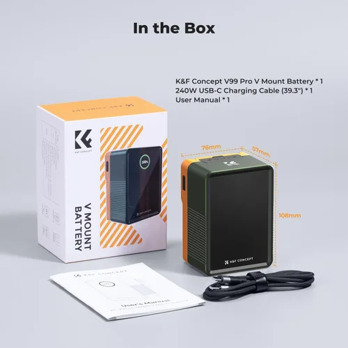 Miniatura 8 de K&F CONCEPT Batería de Montaje en V de 99Wh con Carga Rápida PD100W 14.8V/6700mAh Mini Batería de Montaje en V con D-Tap, DC, USB-C Dual, USB-A