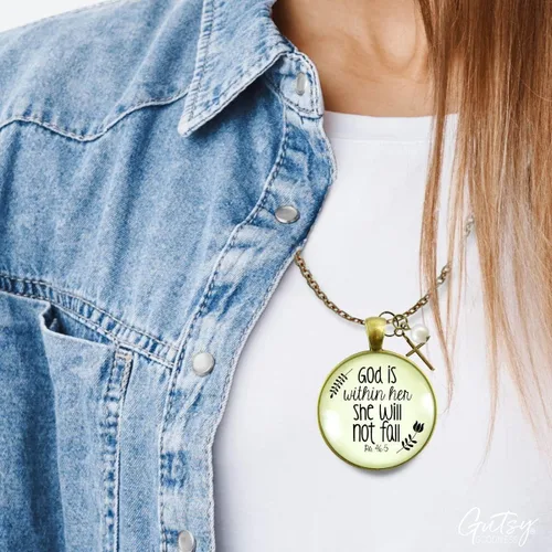Miniatura 32 de Gutsy Goodness Collar inspirado en la mujer de la fe, colgante hecho a mano con mensaje de esperanza