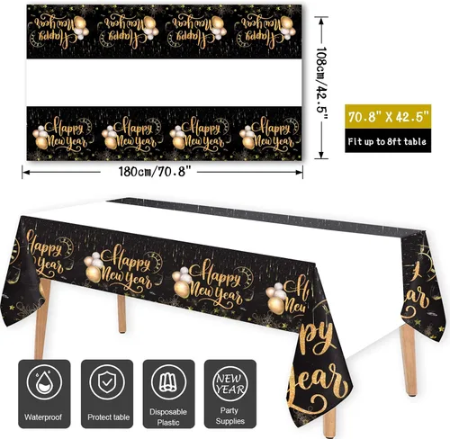 Miniatura 4 de HOWAF Platos y servilletas de Año Nuevo, suministros de fiesta 2026, suministros de fiesta de Año Nuevo, vajilla para 10 invitados, vajilla