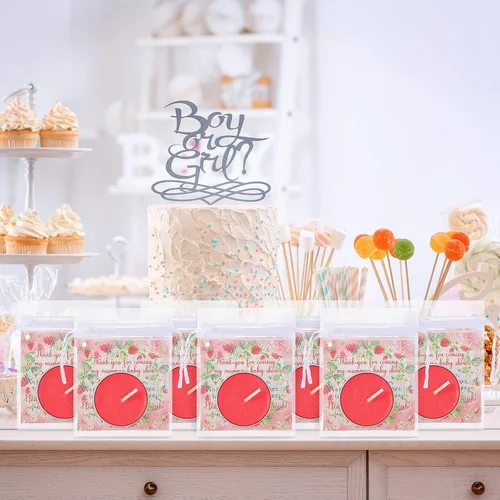 Miniatura 4 de MTLEE 60 juegos de recuerdos de fiesta de baby shower para invitados, regalos de baby shower, velas de té con etiquetas de agradecimiento y bolsas
