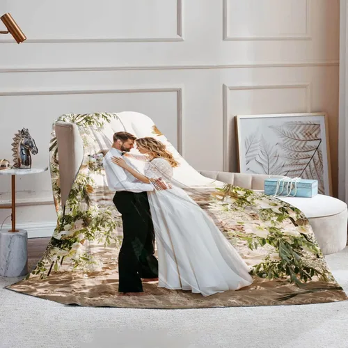 Miniatura 4 de Manta personalizada con imagen, regalos para novio, novia, manta de fotos personalizada para cumpleaños, aniversario, boda, Navidad 1 Foto