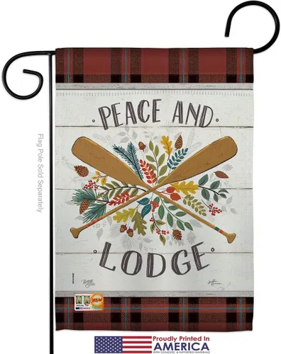 Miniatura 2 de Peace And Lodge - Juego de banderas de jardín para colgar en la pared, para exteriores, rústico, cabaña, alce, vida silvestre, aventura, bosque