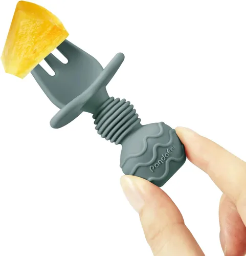 Miniatura 5 de PandaEar Paquete de 6 cucharas de silicona para bebés, cucharas para bebés de 6 a 12 meses, suministros de destete LED para bebés