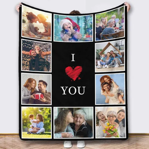 Miniatura 16 de Mantas de fotos, 5 fotos, mantas y mantas personalizadas, manta de fotos personalizada, regalos para familiares, amigos, hombres, mujeres y niños