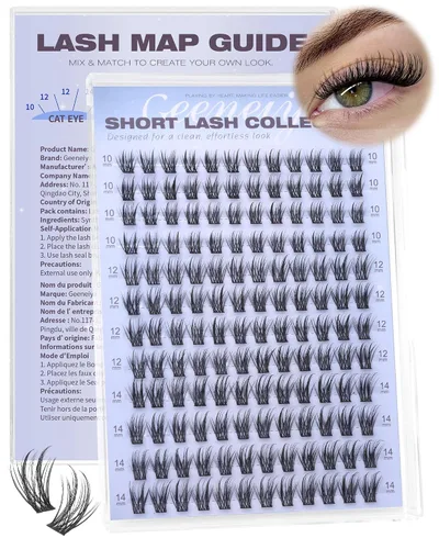 Miniatura 14 de Extensiones de pestañas en racimo con banda transparente, pestañas cortas y onduladas C, extensiones de pestañas naturales en racimo, pestañas