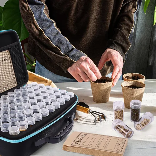 Miniatura 7 de Organizador de almacenamiento de semillas de 120 ranuras con 20 sobres para semillas, organizador de almacenamiento de semillas resistente