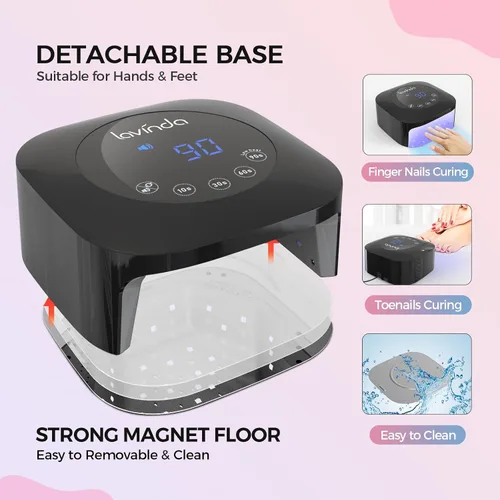 Miniatura 4 de Lámpara de uñas UV LED Lavinda, luz UV de 54W para esmalte de gel acrílico, lámpara de gel profesional con sensor automático, secador de uñas