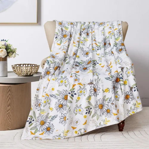 Miniatura 2 de Tupmnbry Manta floral de margaritas y girasoles, manta de franela súper suave, manta de cama ligera y esponjosa para cama, sofá y viajes, 50 x 60