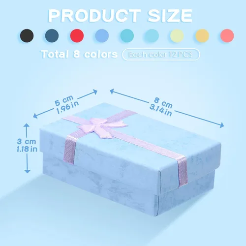 Miniatura 2 de Batiyeer Juego de cajas de regalo de joyería, cajas de cartón de regalo pequeñas vacías para embalaje de joyas con lazo de cinta para aniversarios