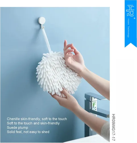 Miniatura 2 de HR Huare Technology Toallas de mano de chenilla, bola mullida de felpilla ultra absorbente, secado instantáneo, toalla de mano suave como la nube