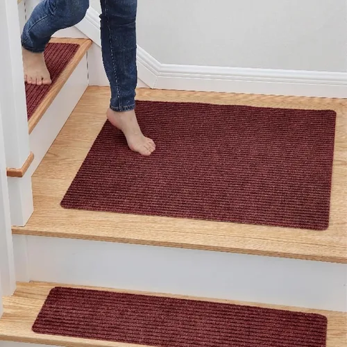 Miniatura 26 de MBIGM Alfombra antideslizante para peldaños de 30 x 30 pulgadas, alfombra de seguridad antideslizante y resistente al deslizamiento, color negro