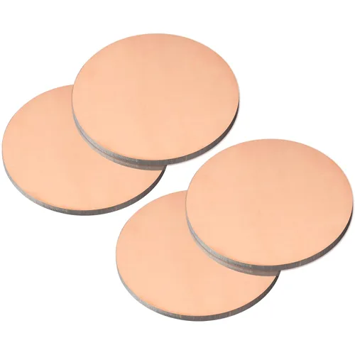 Miniatura 23 de uxcell Hoja de cobre puro, 4 piezas de 2 x 0.04 pulgadas, calibre 18 T2, placa redonda de metal de cobre para manualidades, reparaciones eléctricas