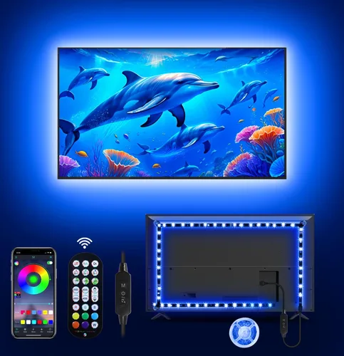 MATICOD - Luces LED para TV, luces de TV de 13.1 pies para 45-60 pulgadas, retroiluminación de TV con sincronización de música y cambio de color con