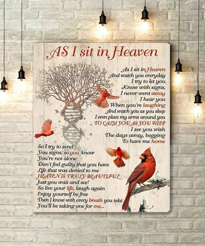 Miniatura 9 de KEJPU Lienzo decorativo para pared, lienzo cardenal When Someone We Love Is In Heaven, estilo de madera para sala de estar, oficina, decoración