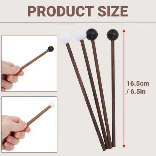 Miniatura 2 de 4 mazos de tambor de lengua de acero con cabezas de goma suave de 6.5 pulgadas, mazos suaves para principiantes y adultos, práctica y música curativa