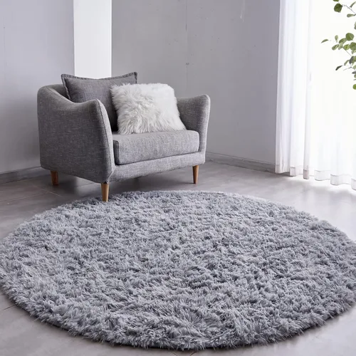 Miniatura 7 de FJZFING Alfombra redonda de color gris oscuro con teñido anudado, ultra suave, moderna, de 7 x 7 pies, alfombra circular para dormitorio de niños