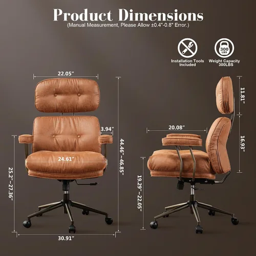 Miniatura 2 de Silla ergonómica de escritorio de oficina en casa, silla giratoria de 360° con inclinación y altura ajustable con cojín grueso y reposabrazos