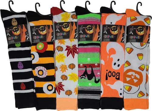 Miniatura 2 de 6 pares de calcetines altos hasta la rodilla con estampado multicolor para mujer