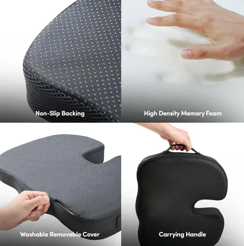 Miniatura 6 de Cojín de asiento para silla de oficina para sentarse durante mucho tiempo – Almohadilla ergonómica de espuma viscoelástica CertiPUR-US