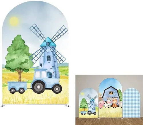 Miniatura 7 de Fundas de fondo de arco para fiestas, diseño de granero, diseño de granero, fundas elásticas para cumpleaños, banquetes, fiestas, baby shower