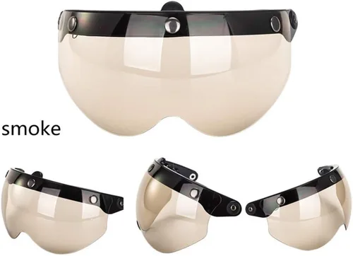 Miniatura 3 de Visera universal de casco retro de 3 broches a prueba de viento, visera de casco de motocicleta de media cara, lente de visera abatible