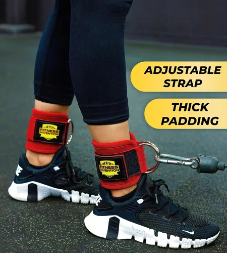 Miniatura 4 de Correas de tobillo para máquinas de cable, correas de tobillo ergonómicas para entrenar - Correa de tobillo con respaldo de glúteos, puños de Rosa