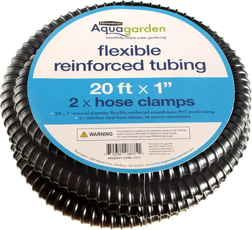 Pennington Aquagarden Aquagarden - Estanque reforzado flexible, 20 pies x 1 pulgada de diámetro interior, tubo de PVC de calibre liso, incluye 2