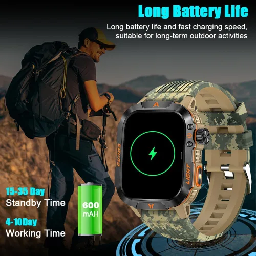 Miniatura 7 de QTLLBT Reloj Militar para Exteriores Altímetro Barómetro Brújula Reloj Inteligente Táctico de Fitness Monitor de Ritmo Cardíaco Monitor de Sueño Más