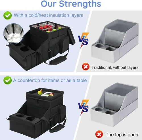 Miniatura 4 de Organizador de Coche para Asiento Delantero y Almacenamiento, Caddy de Coche Plegable, Organizador de Asiento de Pasajero con Particiones