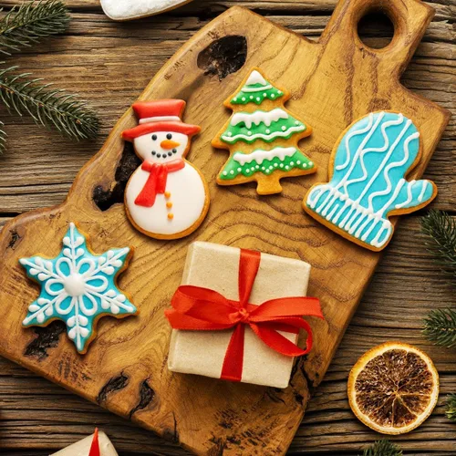 Miniatura 7 de Juego de 9 piezas de cortadores de galletas de Navidad, cortadores de galletas Wmtidene con formas para vacaciones de invierno, de metal incluye