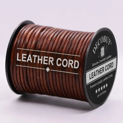 Miniatura 21 de Cordón de cuero redondo de 1 mm, cuerda de 27 yardas para hacer joyas, pulseras, collares, trenzado Kumihimo, envolturas, manualidades, pasatiempos