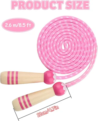Miniatura 2 de Cuerda de Saltar para Niños, Lorvain Cuerda de Saltar Ajustable, Cuerdas de Saltar para Niños con Mango de Madera para Niñas y Niños, Cuerdas
