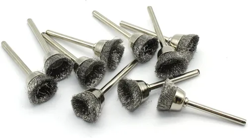 Miniatura 14 de TMAX 10 piezas de cerdas de latón de 1/2 pulgada de taza de alambre de cepillo de rueda con vástago de 1/8 pulgadas para Dremel y otras herramientas