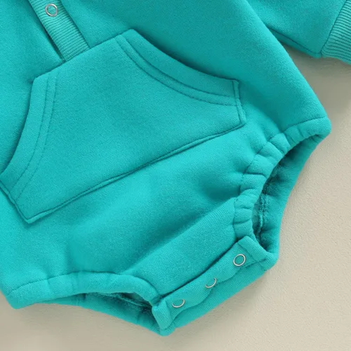 Miniatura 5 de Mameluco con capucha para bebé niño y niña, color liso, manga larga, ropa de otoño e invierno