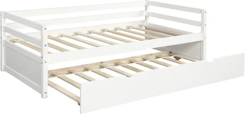 Miniatura 6 de Merax Sofá cama tamaño individual con nido, marco de sofá cama de madera maciza, color blanco