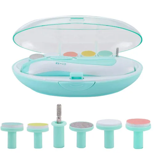 Lima eléctrica de uñas para bebés con luz, 6 cabezales de molienda, kit de cortaúñas seguro para bebés recién nacidos y niños pequeños, dedos de los