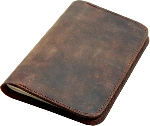Miniatura 3 de Funda de cuero para diario de notas de campo, Moleskine, hecha a mano para cuadernos de 3.5 x 5.5 pulgadas (marrón crujiente)