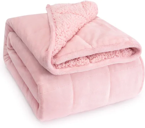 Miniatura 16 de Wemore Manta con peso de forro polar Sherpa para adulto, 10 libras de doble cara, acogedora y esponjosa, manta ultra mullida con parte superior
