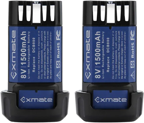 Paquete de 2 baterías de 1500 mAh 8 V Max compatibles con Dewalt DCB080 DCF680N1 DCF682 DCB095 DW4390 DCF680N2 DCF680G2 DCL023 DCF680