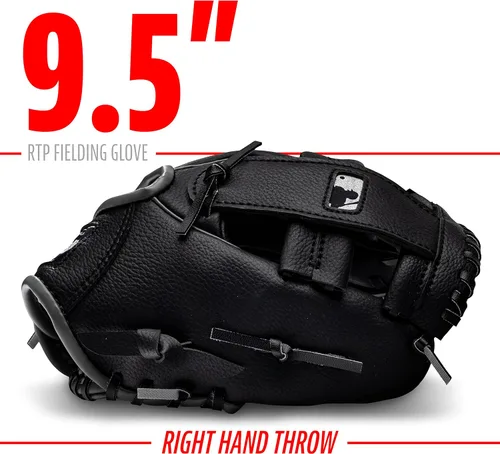 Miniatura 5 de Franklin Sports Kids Baseball Gloves - RTP Youth Teeball Glove + Ball Set - Boys + Girls Teeball Mitt - 9.5" Negro/Plateado
