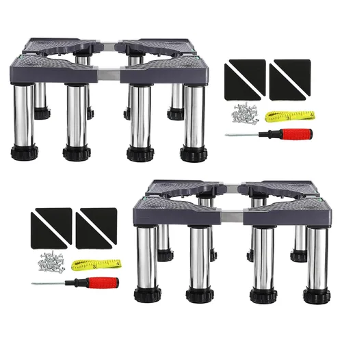 Miniatura 9 de PATIKIL Mini soporte para nevera, 8 pies fuertes, base de soporte de lavandería, bandeja de base ajustable multifuncional, antivibración