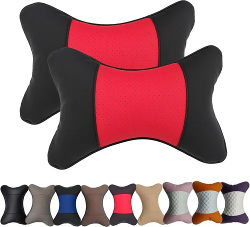 Miniatura 9 de Almohadas para el cuello del automóvil, 2 piezas, de piel sintética de ambos lados, para la mayoría de los automóviles, almohada universal de fibra