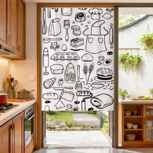 Miniatura 4 de MYRU Noren - Cortina japonesa para restaurante, armario, puerta, entrada, Feng Shui, cortina de puerta (gris oscuro, 33.5 x 59 pulgadas)