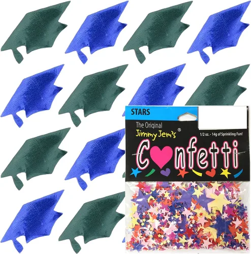 Miniatura 20 de Confetti Grad Cap Negro, Azul Marino Combo - 2 bolsas de media onza (1 oz)
