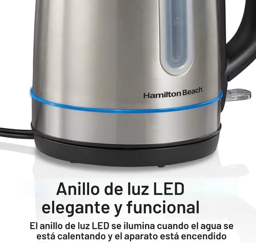 Miniatura 3 de Hamilton Beach - Tetera eléctrica de té, hervidor y calentador de agua, 1.7 litros, sin cable, 1500 vatios para ebullición rápida, apagado