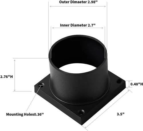 Miniatura 3 de Windben Adaptador de Montaje para Muelle, Base de Luz de Poste para Luminarias de Poste de 3", Kits de Piezas Incluidos, Negro Mate