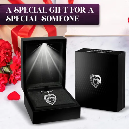 Miniatura 5 de UNLOCKED 925 Sterling Silver Double Heart Necklace for Women - Love Heart Necklace Gift for women - Two Hearts Pendant Necklace Gift for Her