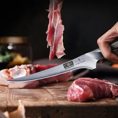 Miniatura 7 de HOSHANHO - Cuchillo de filetear de 7 pulgadas, cuchillo para deshuesar súper afilado en acero inoxidable de alto carbono, cuchillos de pescado