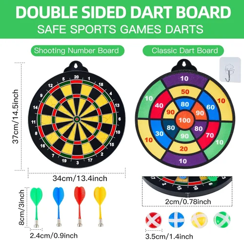 Miniatura 2 de moopok Tablero magnético de dardos para niños, 12 dardos magnéticos/bolas adhesivas o 2 pistolas de juguete + 40 dardos de espuma. Juegos para niños