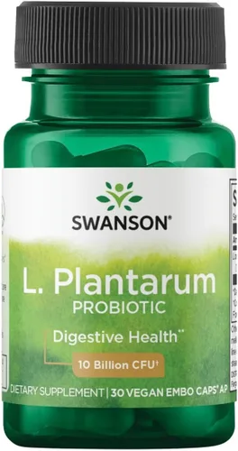 Swanson L. Plantarum - 10 mil millones de UFC - Suplemento probiótico para gases ocasionales e hinchazón - Apoya la salud del tracto